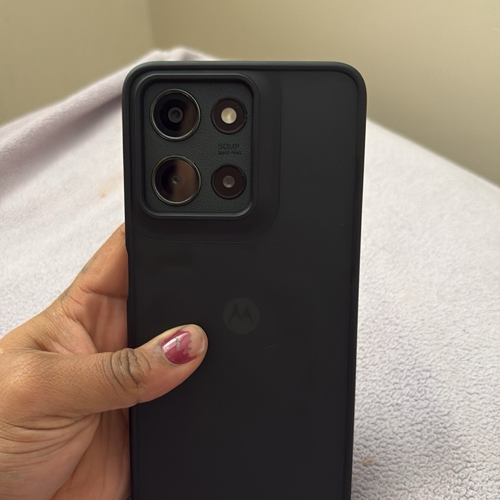 Motorola Matte Black Phone with Triple Lens